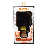 CARREGADOR USB TURBO 18W 5V 3.4A/9V 2A/12V 1.5A LE-298 LELONG     